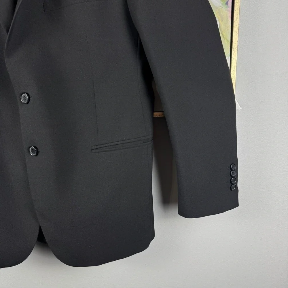 Lawrencepur Black Wool Blend Blazer Jacket Size 50R Classic Tailored